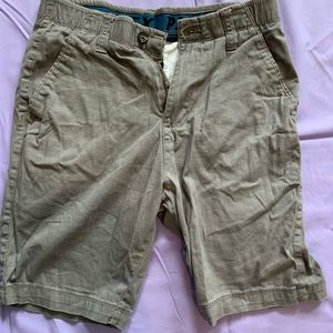 Gray flat front khaki shorts